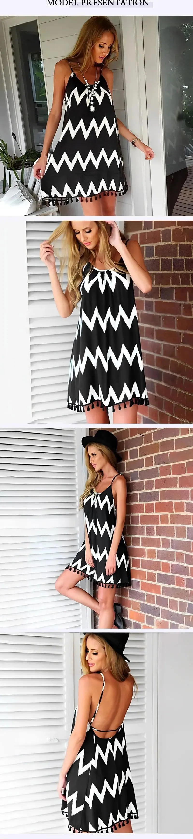 2025 Summer New Women's Loose Dress Ripple Fringe Strap Beach Dress