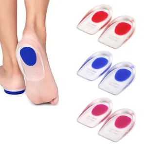 3 Pairs Silicone Gel Heel Cups, PUDSIRN Plantar Fasciitis Inserts Pads Gel Heel Cushions for Heel Pain Bone Spurs Pain, Silicone Shoe Inserts Clear for Women Men (3 Colors) (Small) Small
