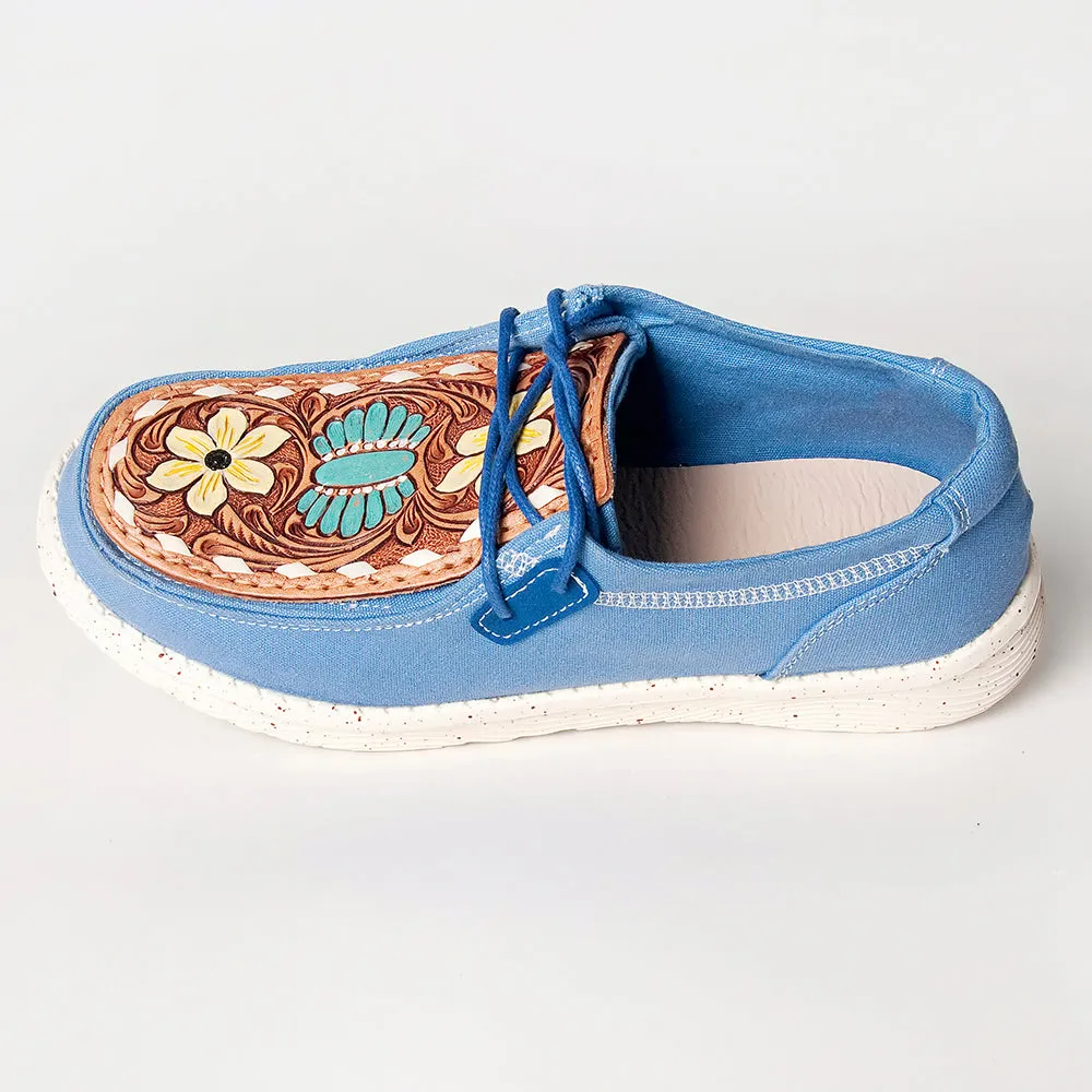 American Darling ADFT133BL5 Hand tooled carved genuine leather trim lightweight shoe footwear slip on