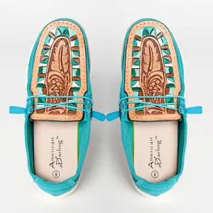 American Darling ADFT133TR8 Hand tooled carved genuine leather trim lightweight shoe footwear slip on