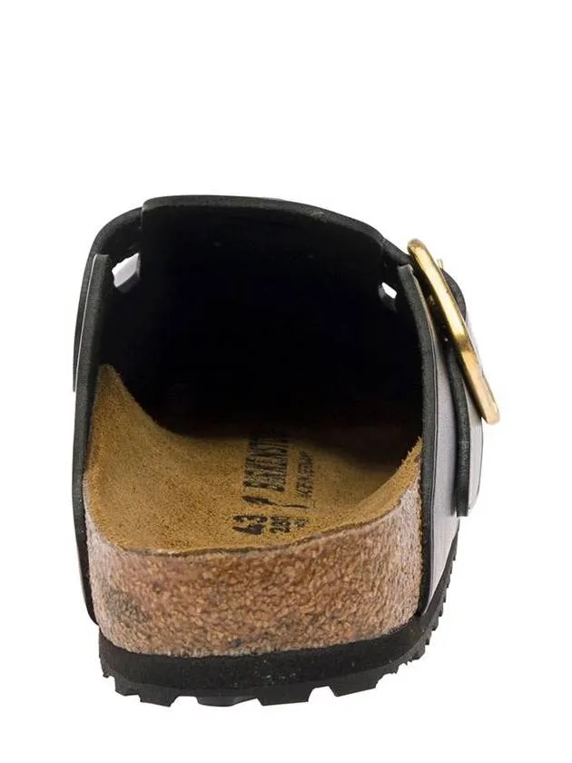 'Boston Bold' Black Mules With Maxi Buckle In Leather Man