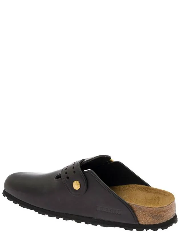 'Boston Bold' Black Mules With Maxi Buckle In Leather Man