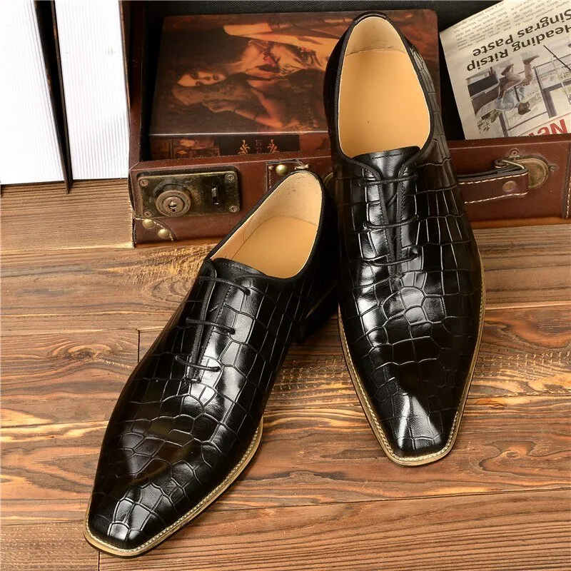 Goldara Croc-Texture Oxfords