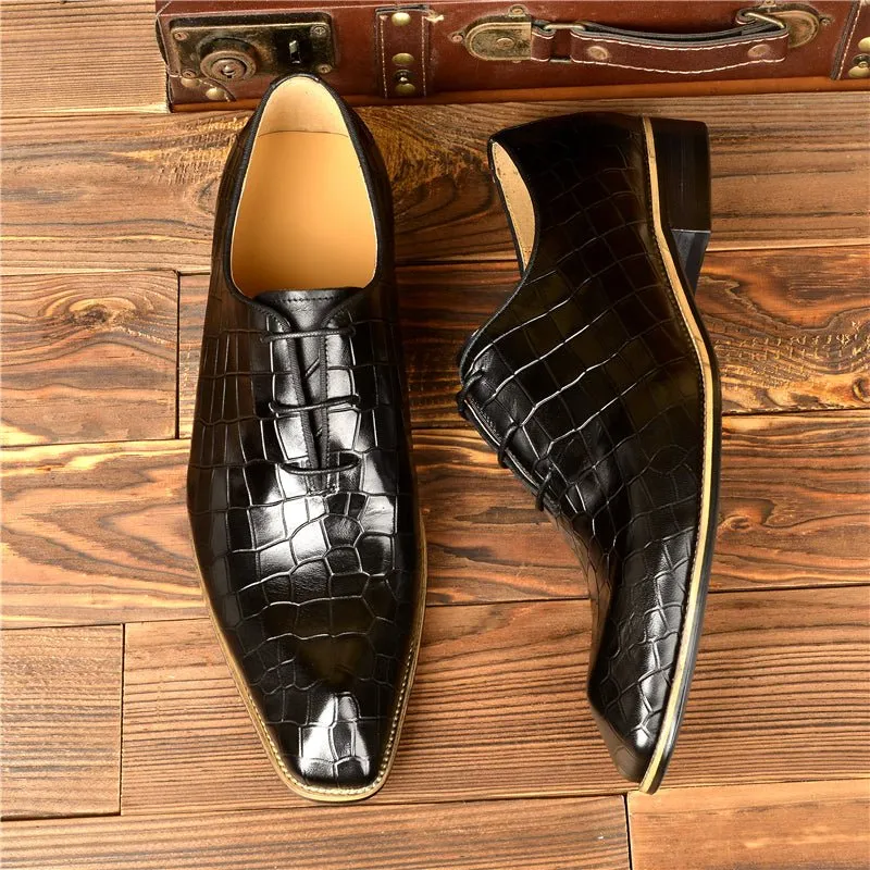 Goldara Croc-Texture Oxfords