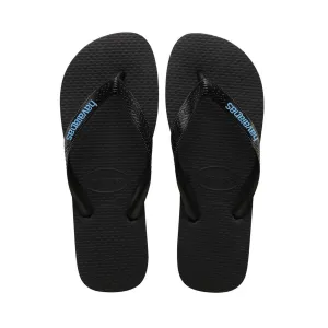 HAVAIANAS LOGO FILETE - BLACK/BLACK/TURQUOISE