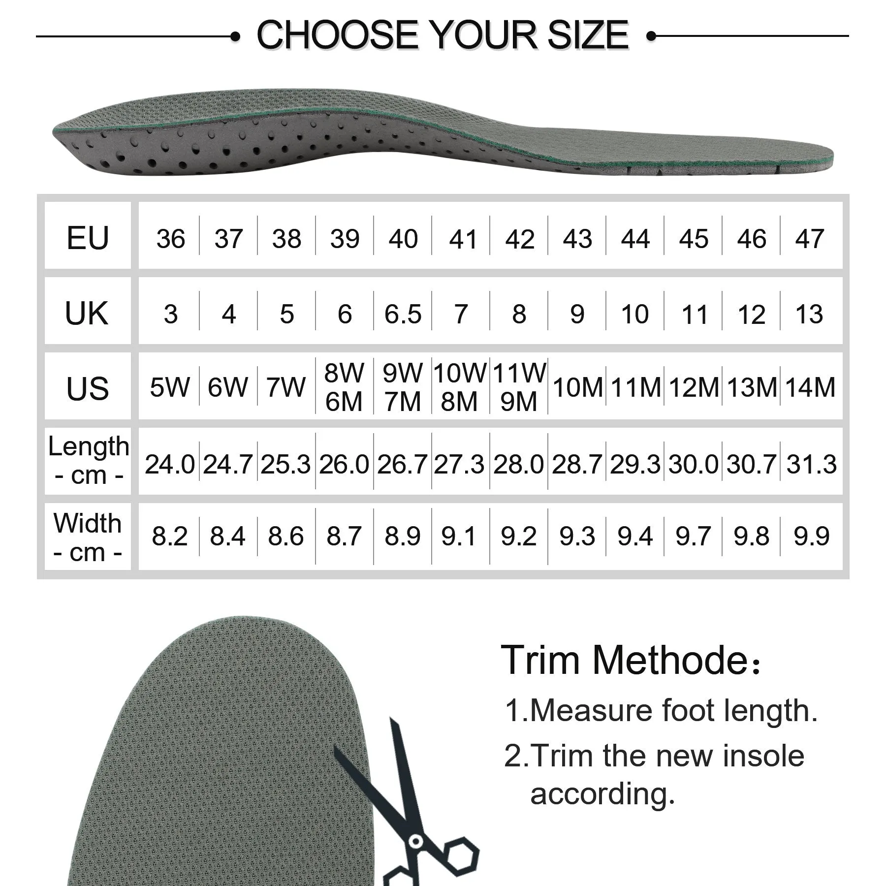 Knixmax Sports Insoles Grey Arch Support Full Length Orthotic Inserts for Men Women