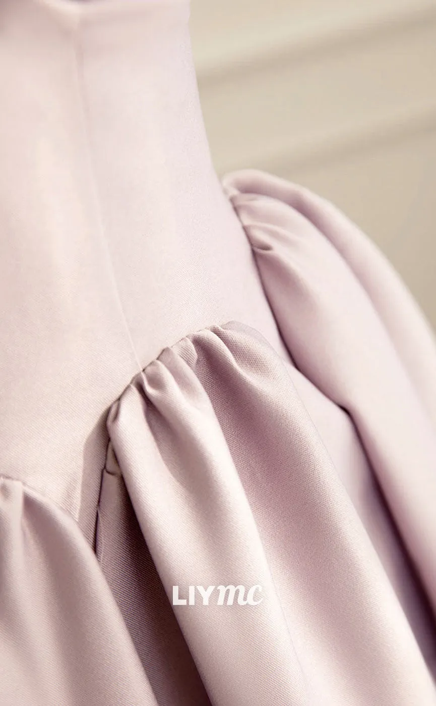 LP1922 - Simple A-line Satin Pink Long Prom Dress, Formal Bridesmaid Dress