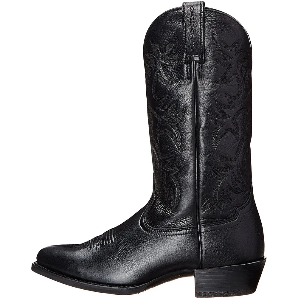 Men's Middle Tube Cowboy Unisex Biker Boots Embroidery Western Boots Shoes