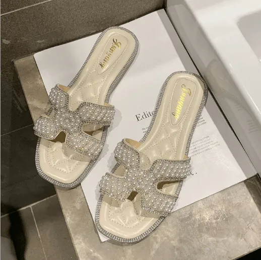 Pearl & Rhinestone Slides | Flip Flops
