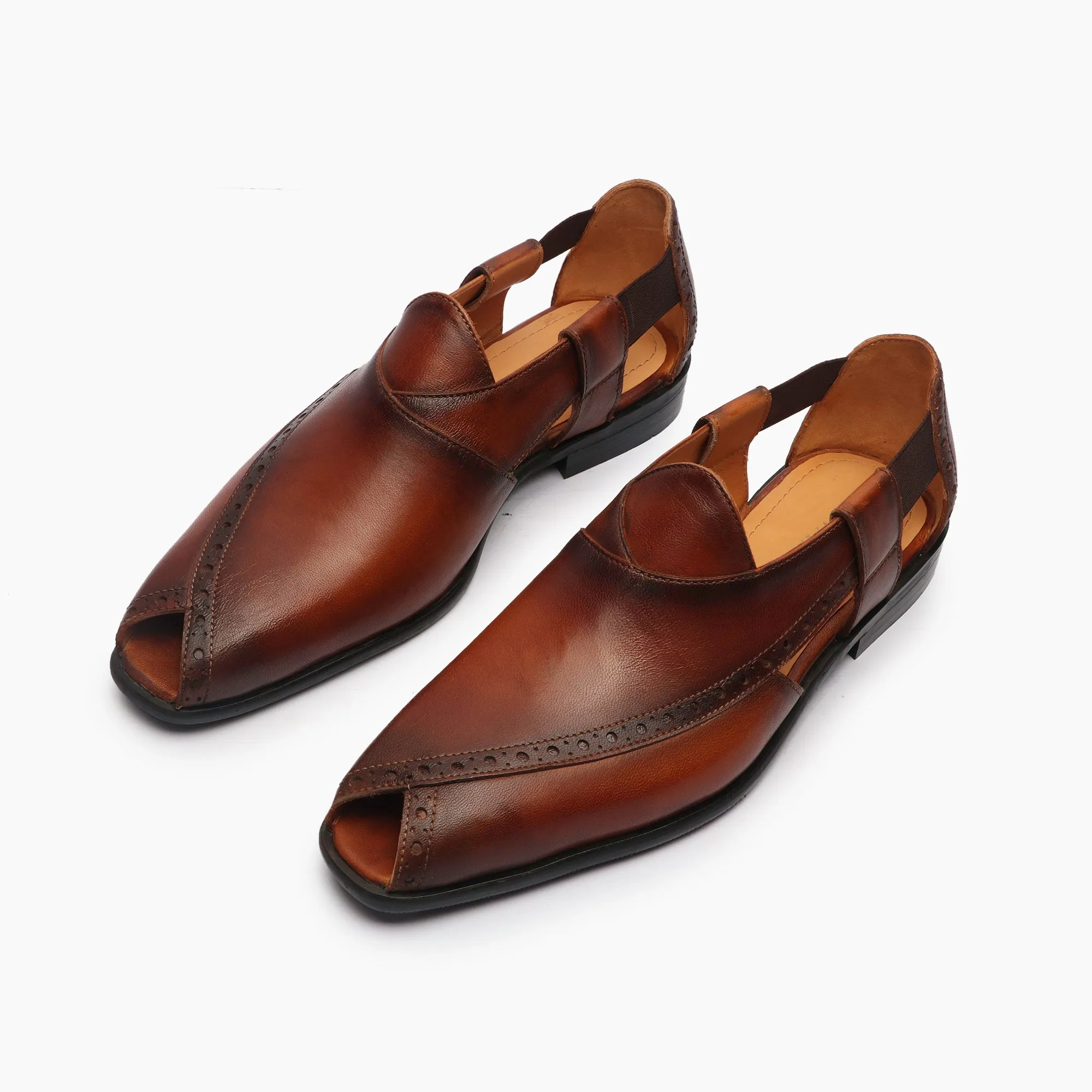 Peshawari Slip Ons With Punch Detail