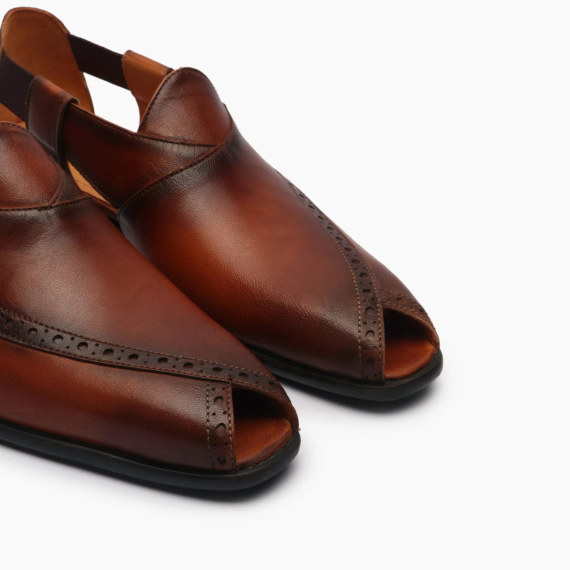 Peshawari Slip Ons With Punch Detail