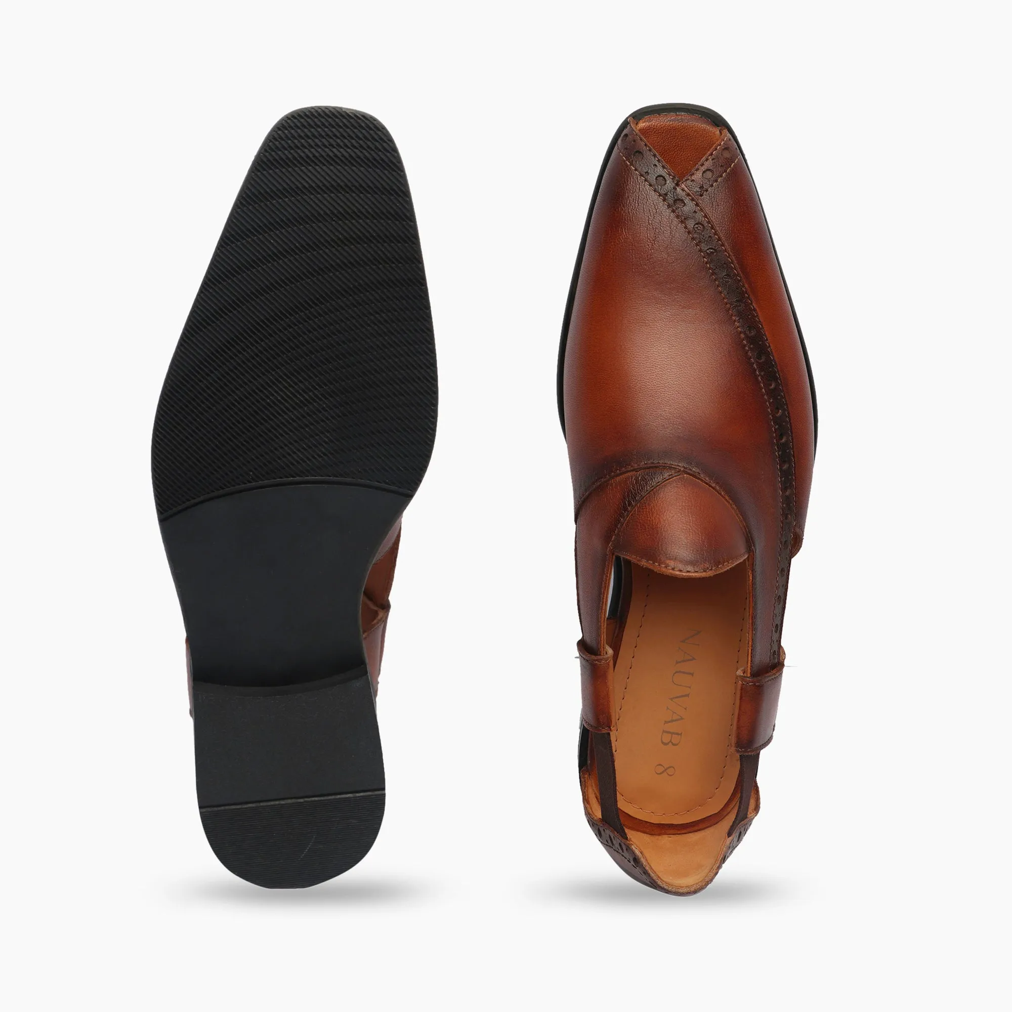 Peshawari Slip Ons With Punch Detail