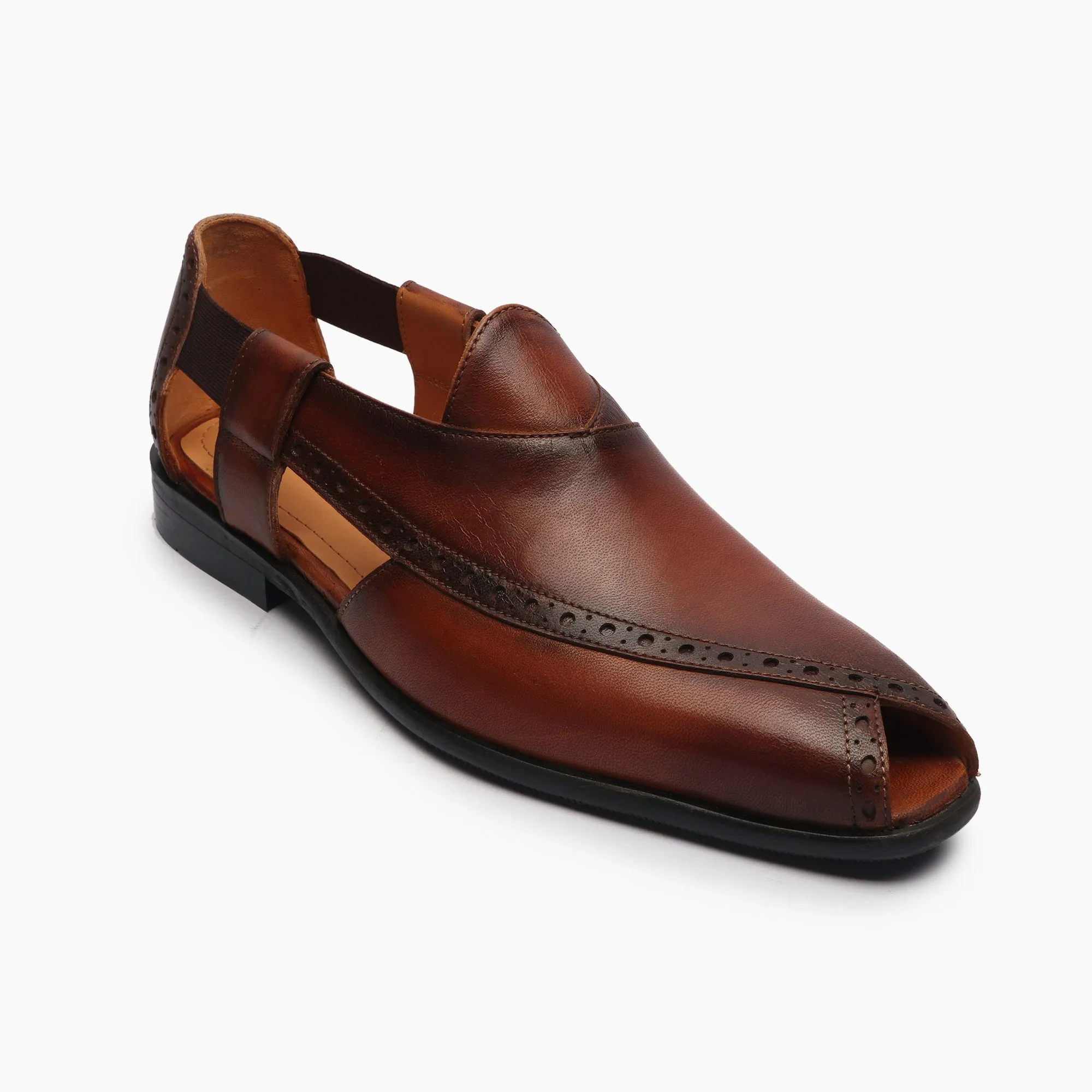 Peshawari Slip Ons With Punch Detail