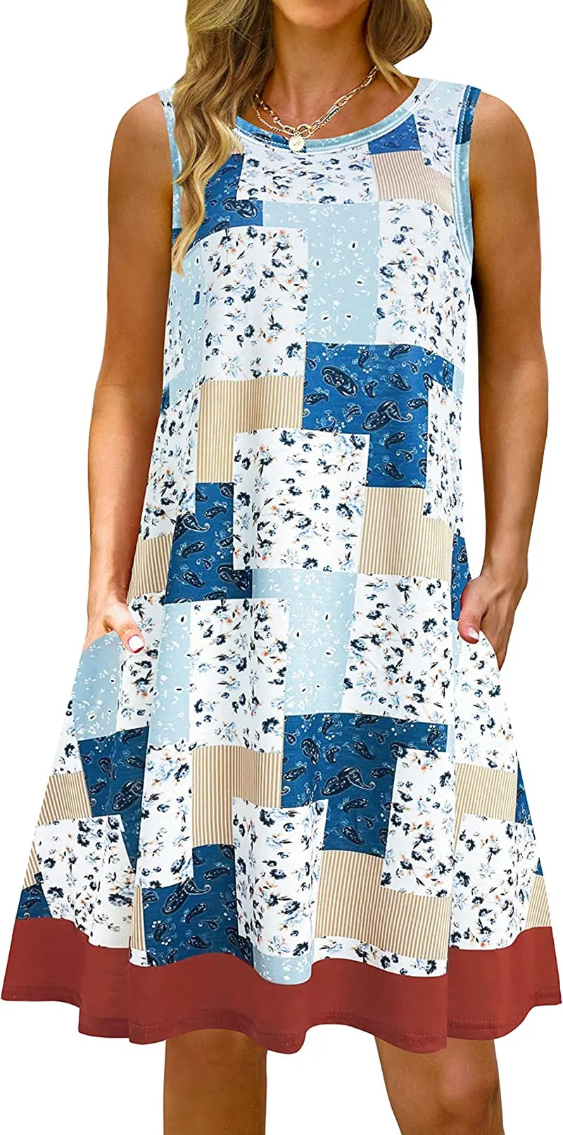 Summer Casual Tshirt Dresses for Women Swing Sun Dress Beach Swimsuit Cover Ups with Pockets