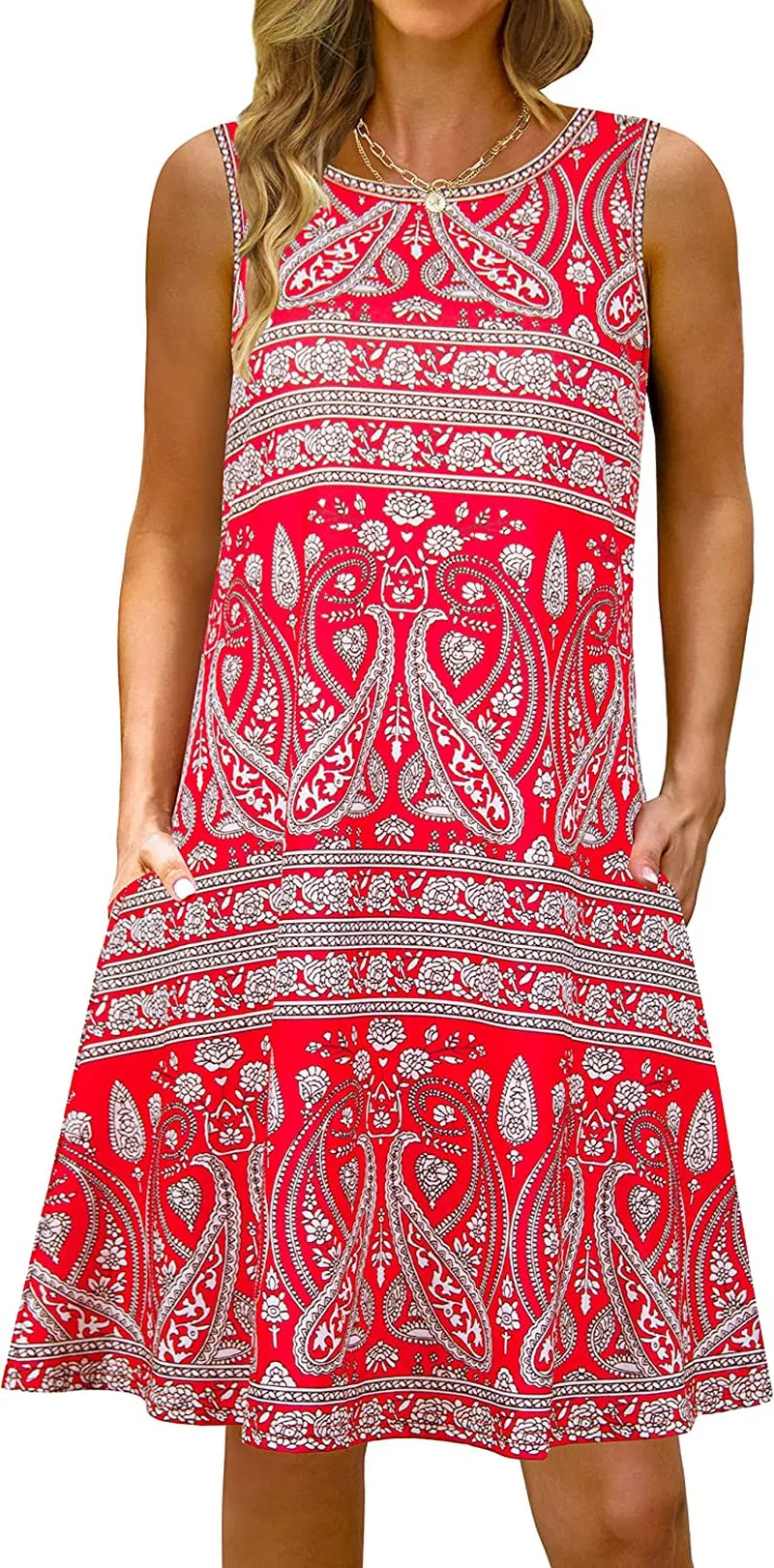 Summer Casual Tshirt Dresses for Women Swing Sun Dress Beach Swimsuit Cover Ups with Pockets