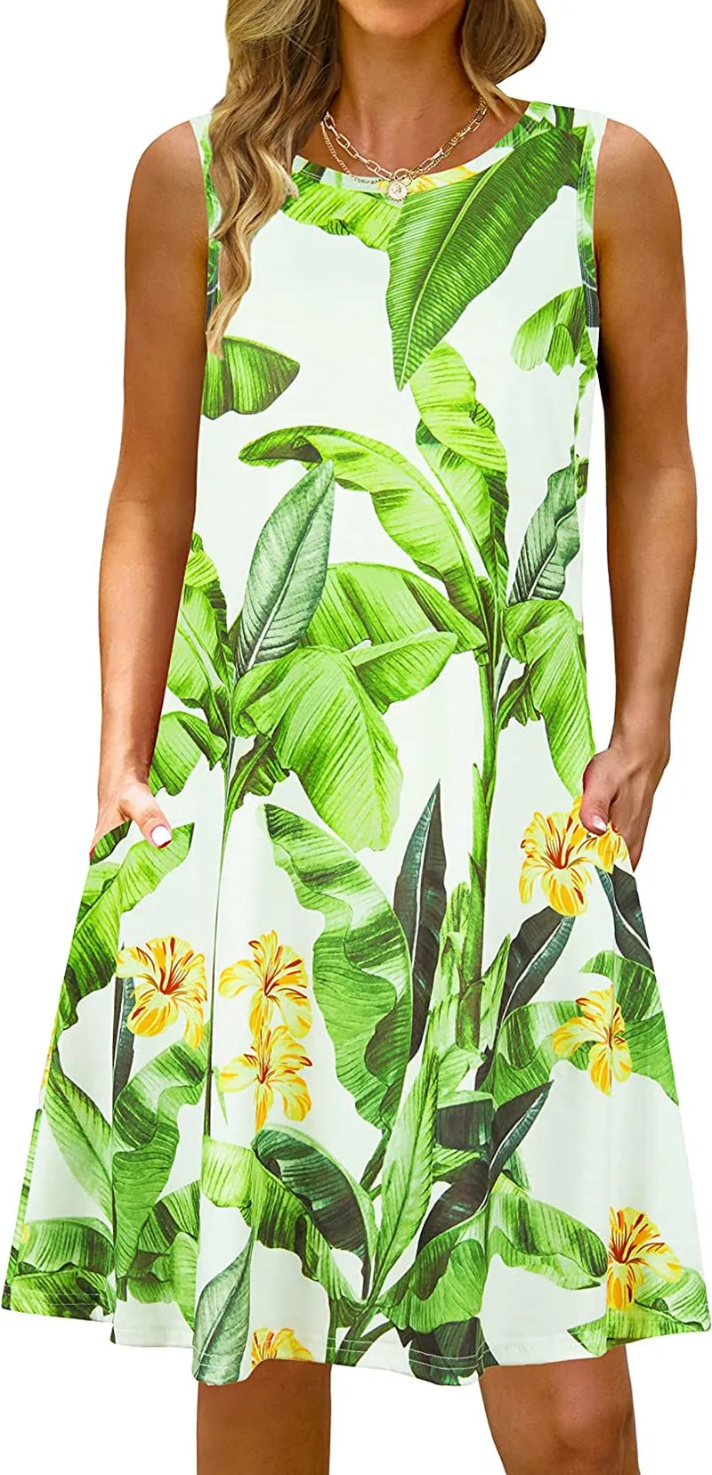 Summer Casual Tshirt Dresses for Women Swing Sun Dress Beach Swimsuit Cover Ups with Pockets