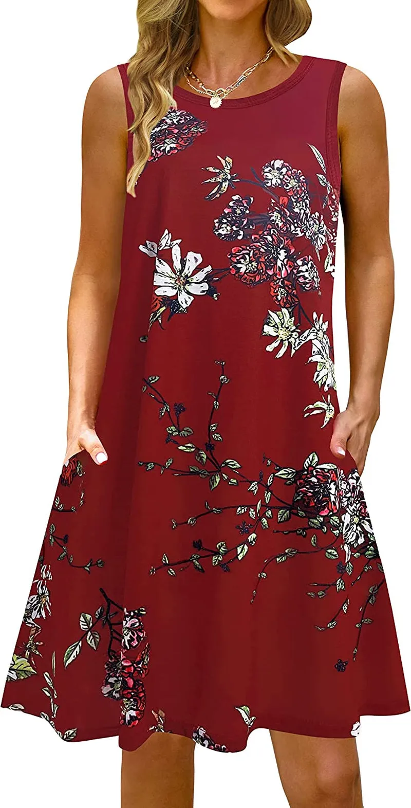 Summer Casual Tshirt Dresses for Women Swing Sun Dress Beach Swimsuit Cover Ups with Pockets
