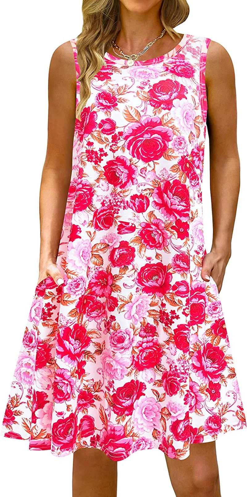 Summer Casual Tshirt Dresses for Women Swing Sun Dress Beach Swimsuit Cover Ups with Pockets