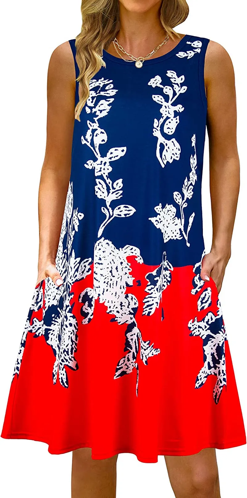 Summer Casual Tshirt Dresses for Women Swing Sun Dress Beach Swimsuit Cover Ups with Pockets
