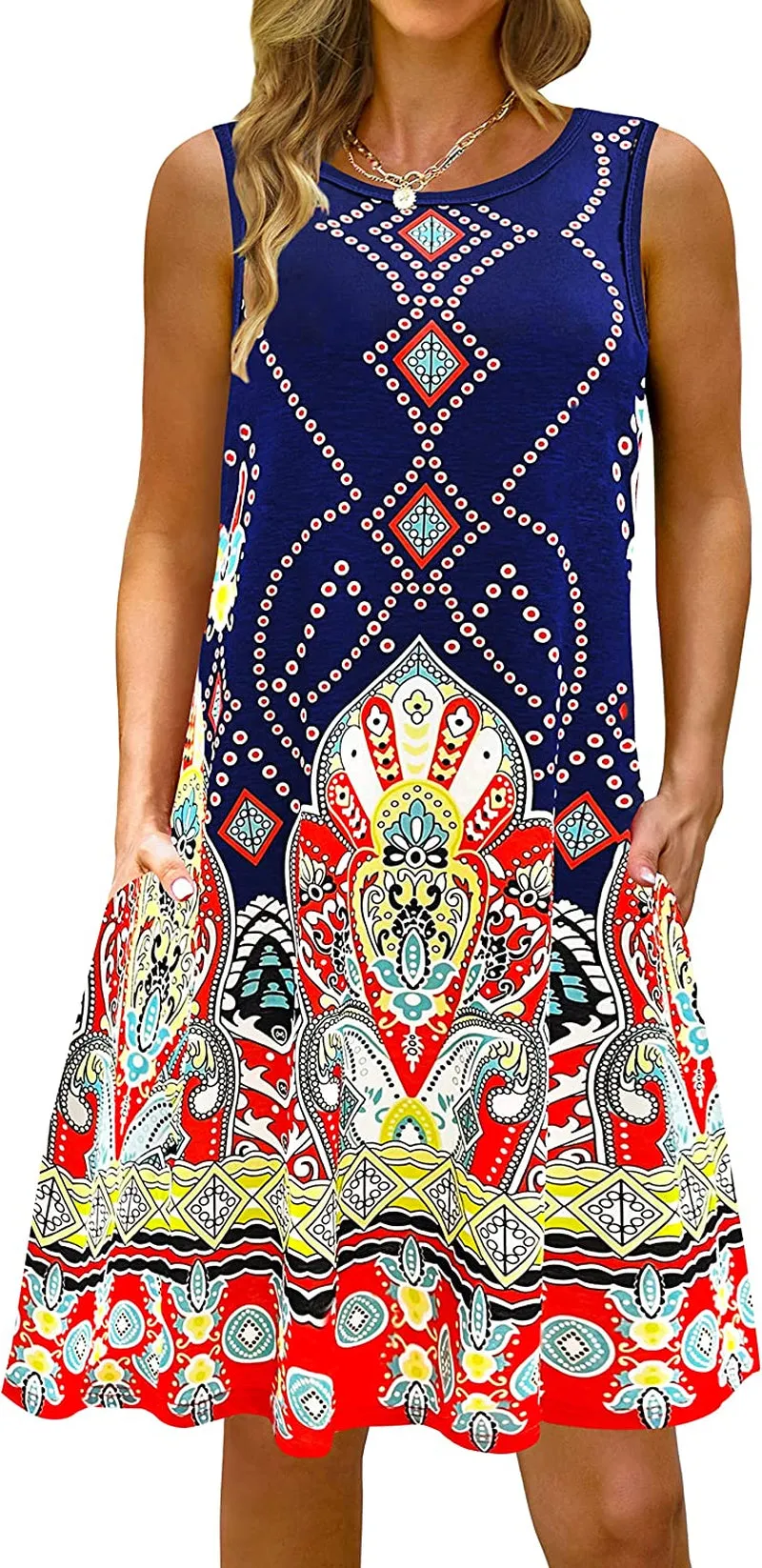 Summer Casual Tshirt Dresses for Women Swing Sun Dress Beach Swimsuit Cover Ups with Pockets
