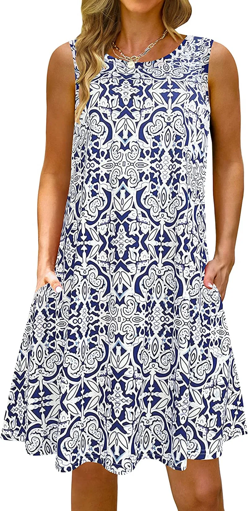 Summer Casual Tshirt Dresses for Women Swing Sun Dress Beach Swimsuit Cover Ups with Pockets
