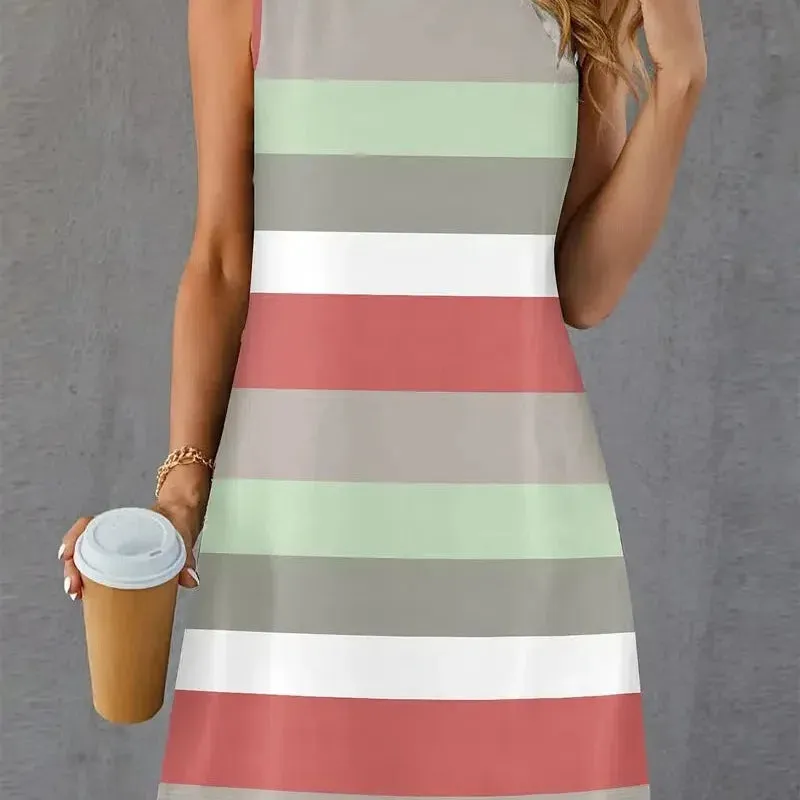 Summer Floral Print Sleeveless Vest Dress for Women