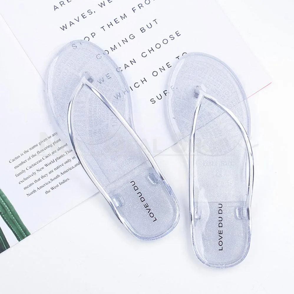 Transparent Crystal Flip Flops