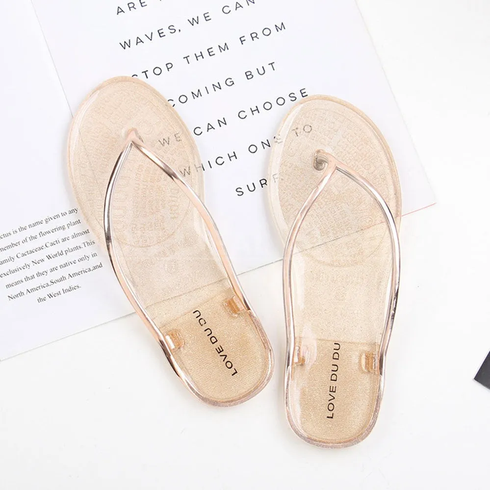 Transparent Crystal Flip Flops