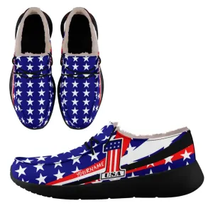 Unique Gift,Personalized Flag Sneakers, Custom Patriotic Fur Lining Loafer Shoes, Best Gift for Vateran.FN042-24020295-10b