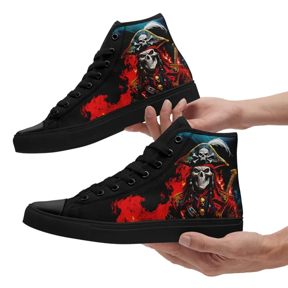Unique Gift,Personalized Gothic Style Sneakers, Custom Captain Hight Top Sneakers, Casual Unisex Shoes