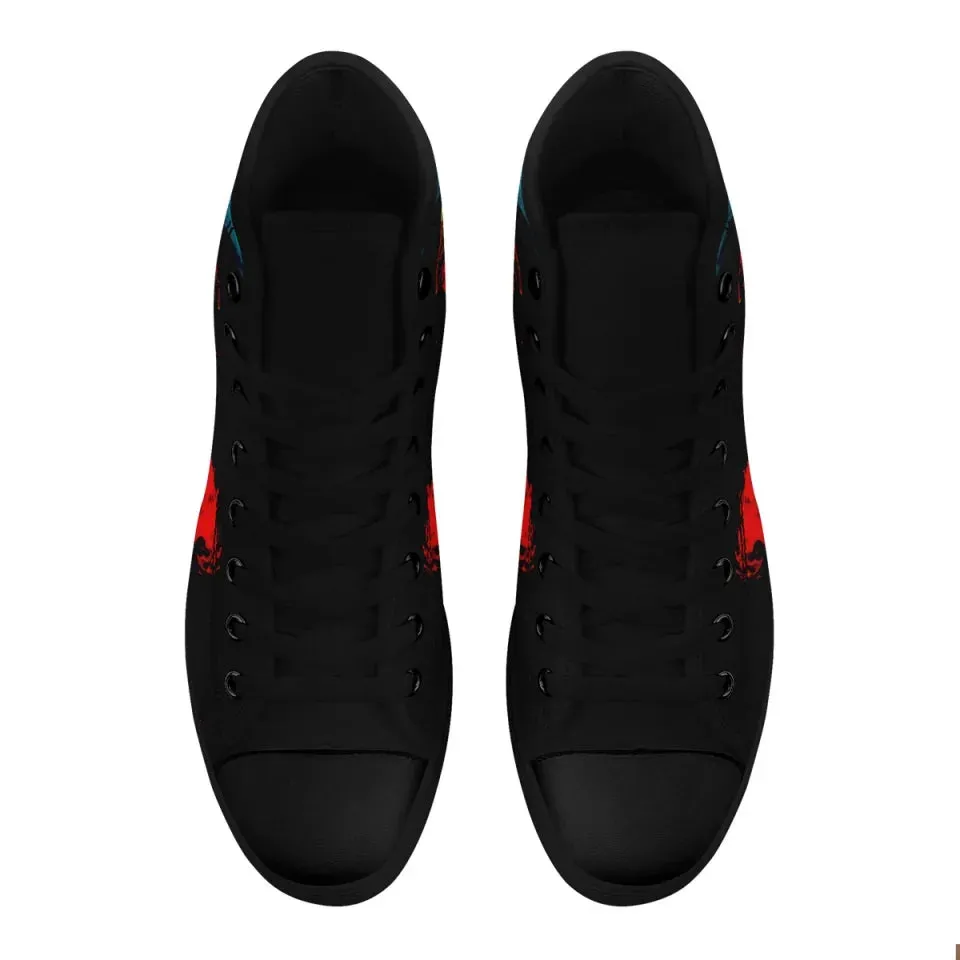 Unique Gift,Personalized Gothic Style Sneakers, Custom Captain Hight Top Sneakers, Casual Unisex Shoes