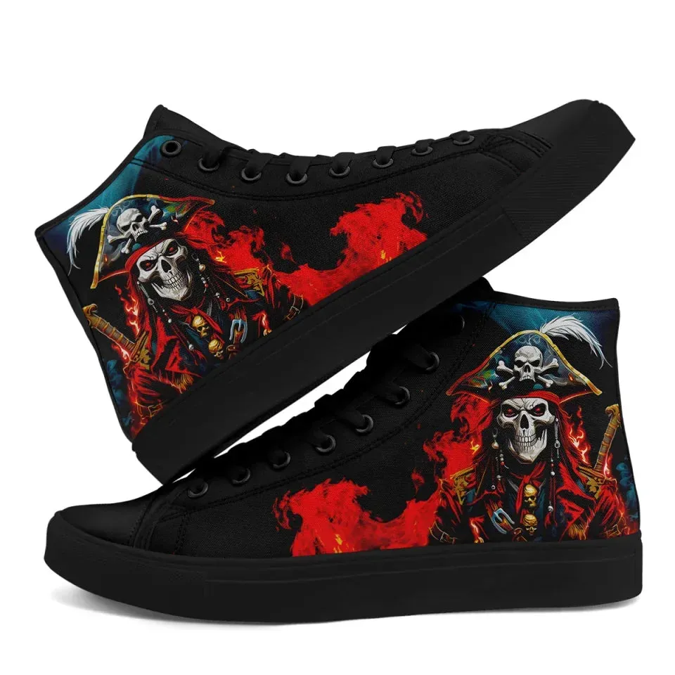 Unique Gift,Personalized Gothic Style Sneakers, Custom Captain Hight Top Sneakers, Casual Unisex Shoes