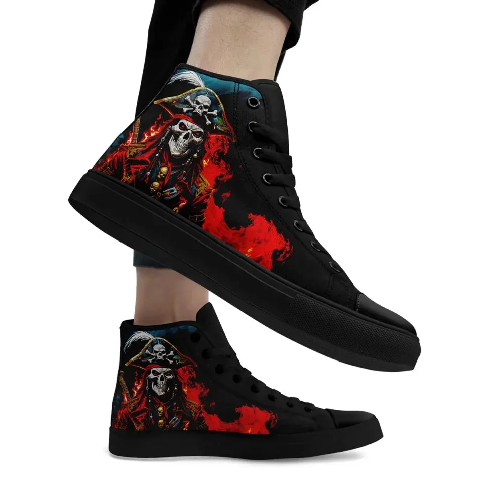 Unique Gift,Personalized Gothic Style Sneakers, Custom Captain Hight Top Sneakers, Casual Unisex Shoes