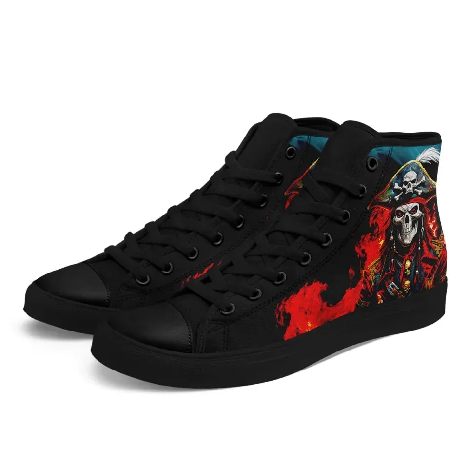 Unique Gift,Personalized Gothic Style Sneakers, Custom Captain Hight Top Sneakers, Casual Unisex Shoes