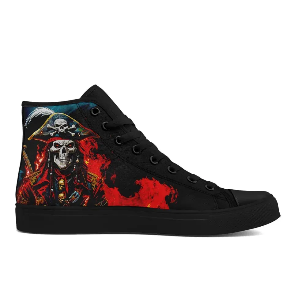 Unique Gift,Personalized Gothic Style Sneakers, Custom Captain Hight Top Sneakers, Casual Unisex Shoes