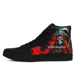 Unique Gift,Personalized Gothic Style Sneakers, Custom Captain Hight Top Sneakers, Casual Unisex Shoes