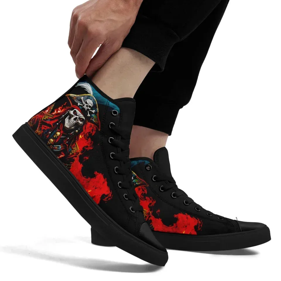 Unique Gift,Personalized Gothic Style Sneakers, Custom Captain Hight Top Sneakers, Casual Unisex Shoes