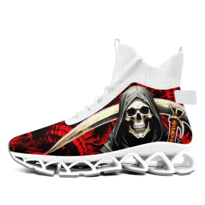 Unique Gift,Personalized Skull Sneakers, Custom Gothic Running Shoes, Breathable Unisex Shoes