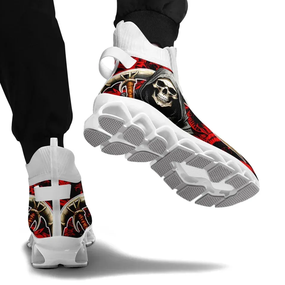 Unique Gift,Personalized Skull Sneakers, Custom Gothic Running Shoes, Breathable Unisex Shoes
